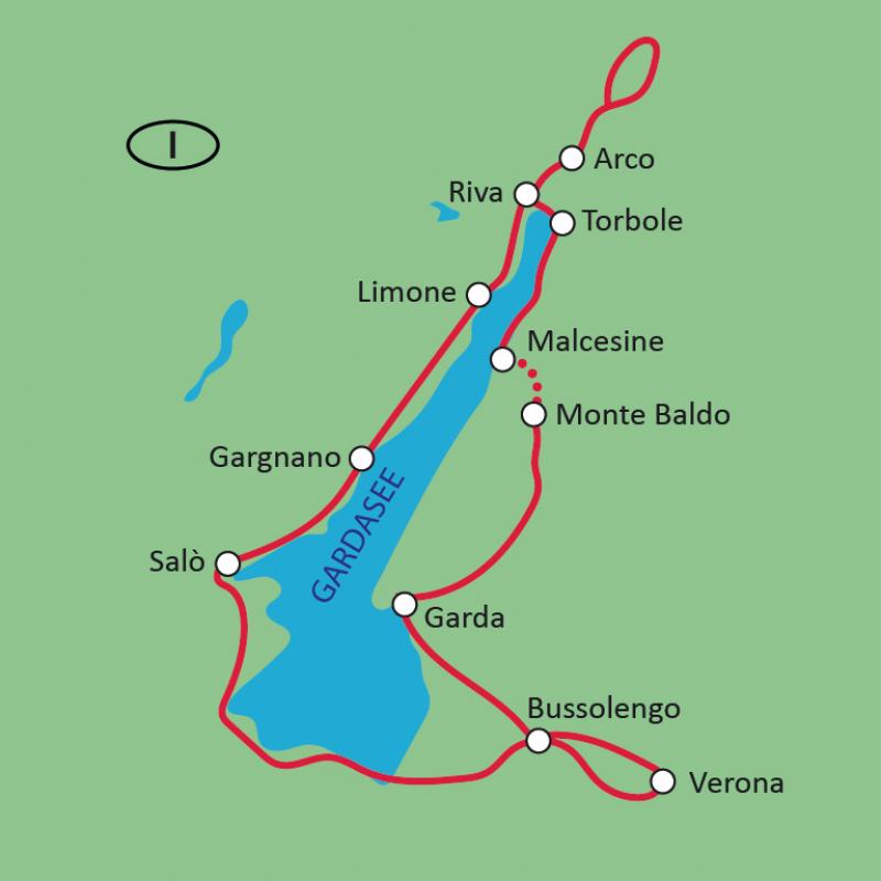 Karte Gardaseerundfahrt
